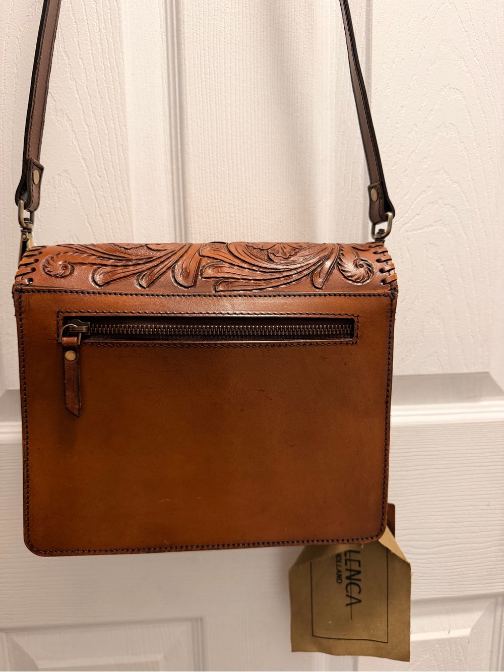 Tooled Leather Floral Crossbody Bag - Brown - Picture 4 of 5